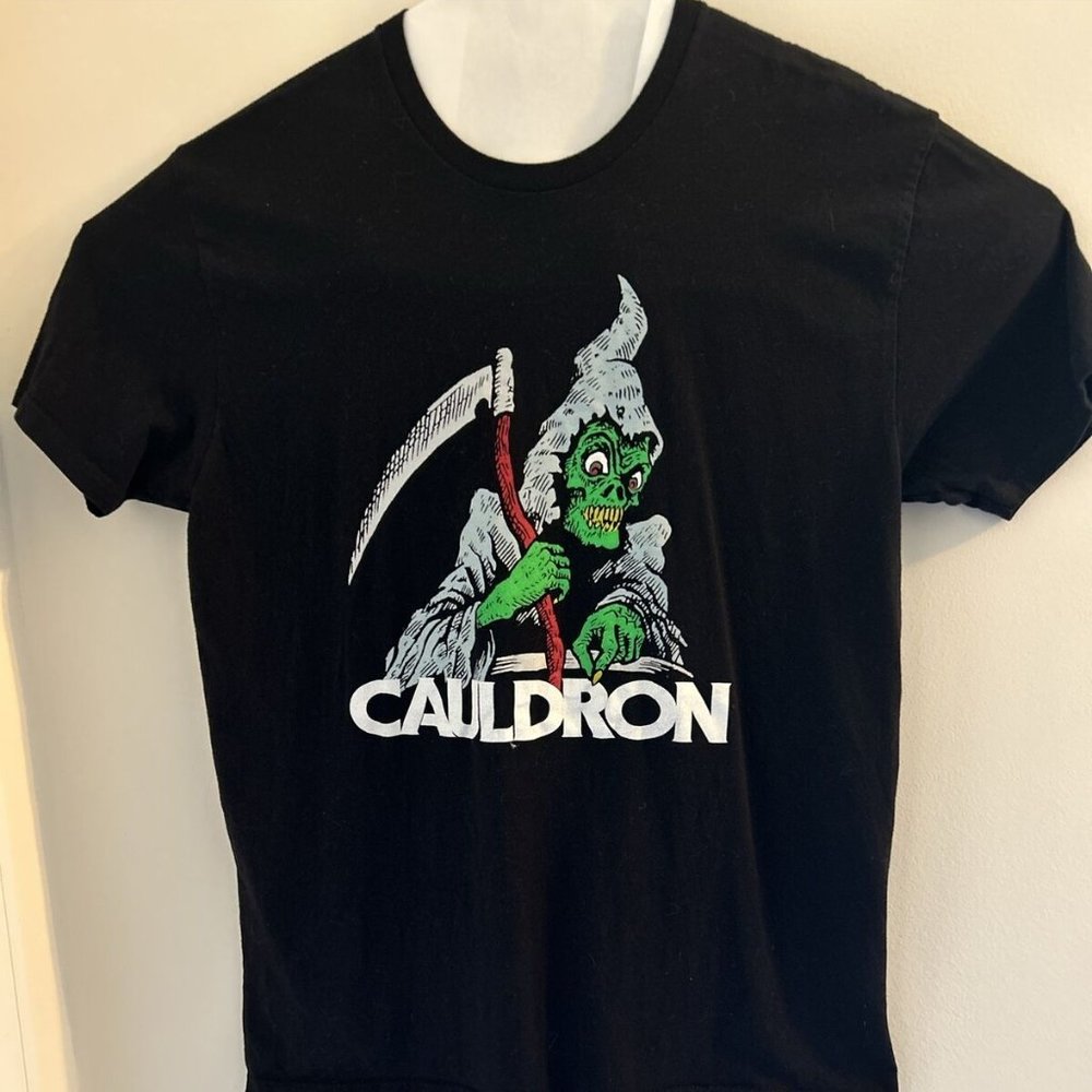 Black XL Caldron logo T-Shirt short sleeve-horror films collectible-monster-NEW